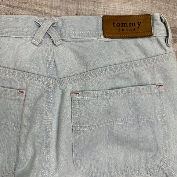 VTG Y2K Tommy Hilfiger Jeans Womens 9 x 31" Carpenter Cargo Boot Flare Flag Loop - Picture 11 of 15